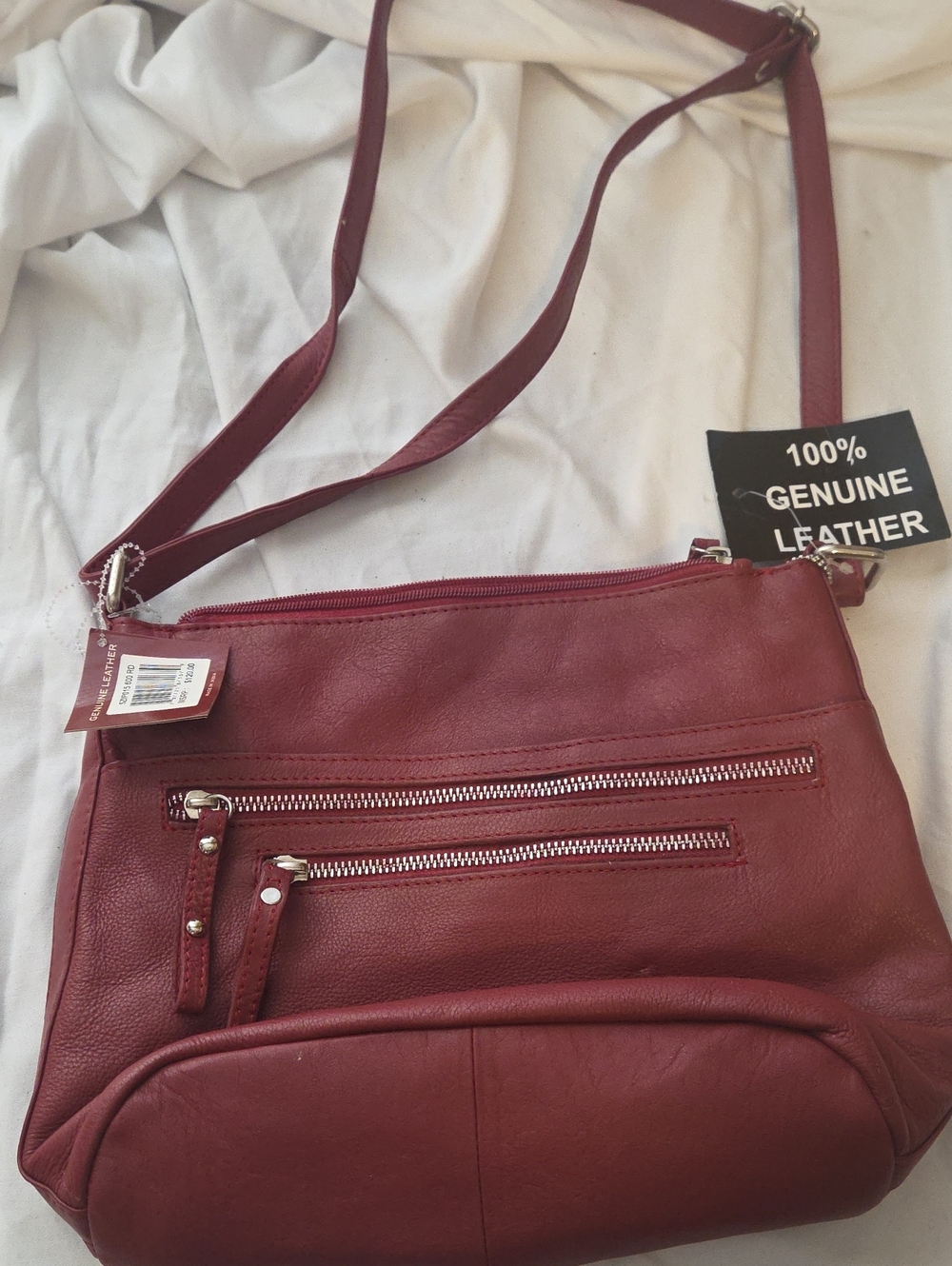 Source Unknown Burgundy Genuine Leather Crossbody Bag